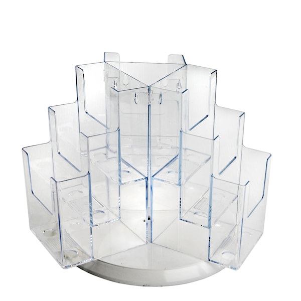 Nine-Pocket Three-Tier Revolving Trifold Brochure Holder
